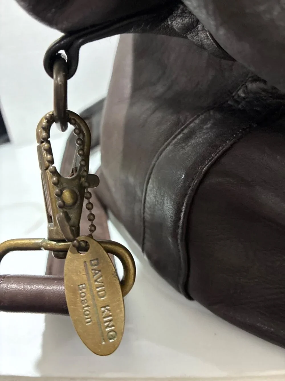 DAVID KING COLOMBIAN LEATHER 25' TOP ZIP WEEKENDER DUFFEL BAG CHOCOLATE